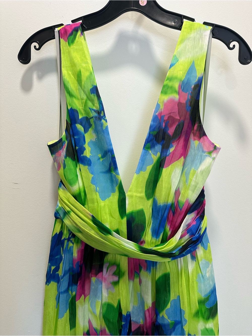 As It May V-Neck Lime Multi Floral Maxi Dress - Picture 3 of 6